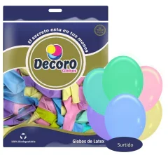  DECORO SURTIDO MACARRON 18"X25 PZAS