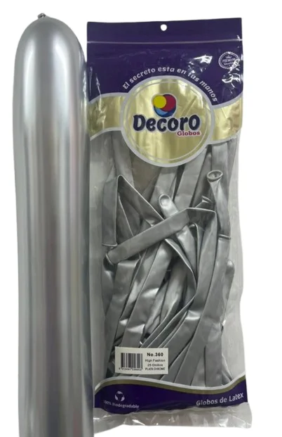 DECORO GLOBOS CHROME PLATA 360"X50 PZAS