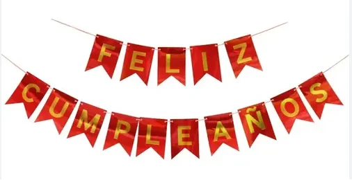 BANDERIN FELIZ CUMPLEAÑOS - ROJO - METALICO
