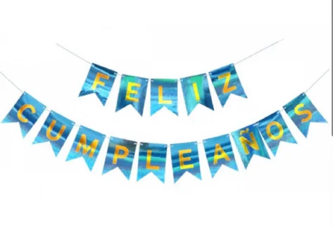 BANDERIN FELIZ CUMPLEAÑOS - AZUL CLARO