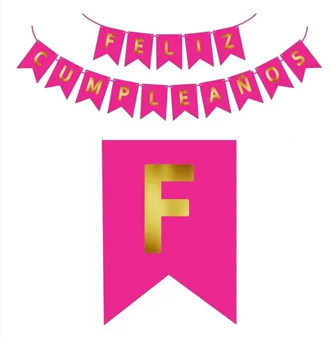 BANDERIN FELIZ CUMPLEAÑOS - ROSA BARBI