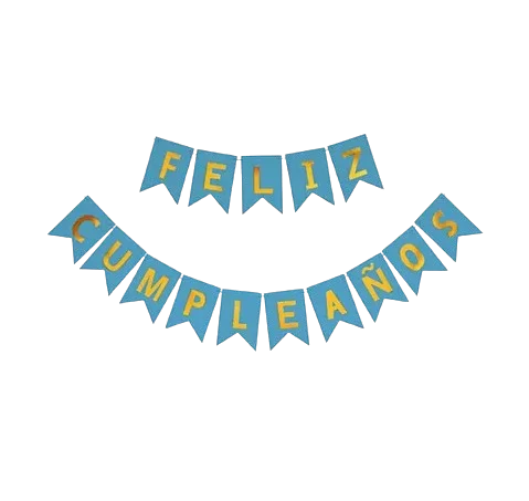 BANDERIN FELIZ CUMPLEAÑOS AZUL CIELO MATE 