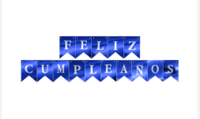 BANDERIN FELIZ CUMPLEAÑOS AZUL METALICO LETRAS PLATA