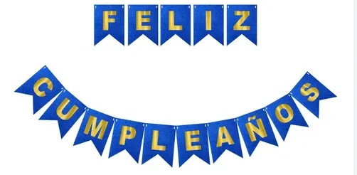 BANDERIN FELIZ CUMPLEAÑOS - AZUL MATE