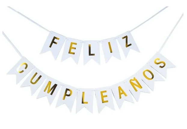 BANDERIN FELIZ CUMPLEAÑOS - BLANCO