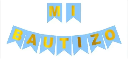 BANDERIN MI BAUTIZO - AZUL MATE