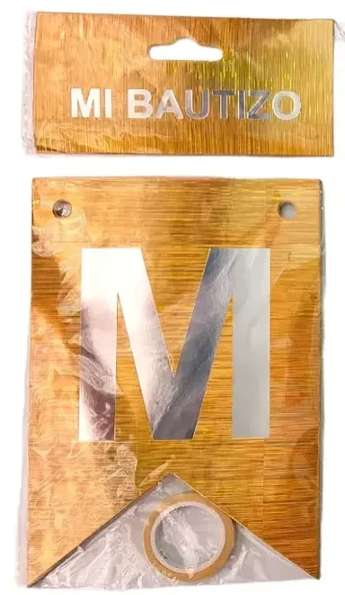 BANDERIN MI BAUTIZO -ORO HOLOGRAFICO