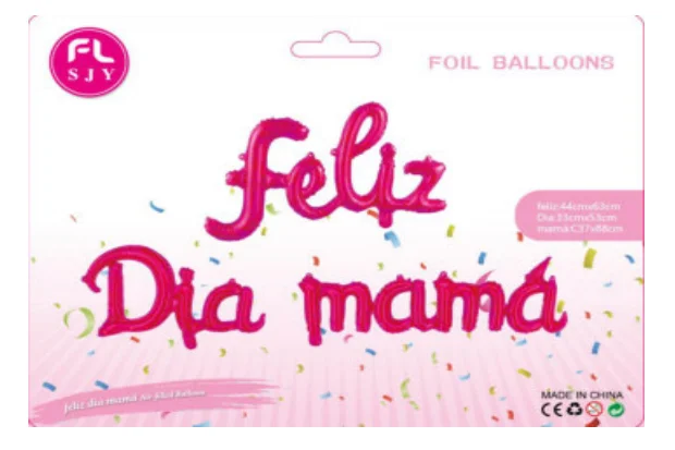 LETRERO FOIL CURSIVO FELIZ DIA MAMA - ROSA FUCSIA 