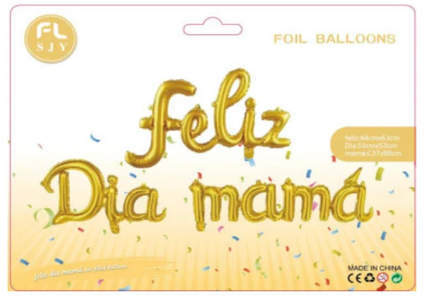 LETRERO FOIL CURSIVO FELIZ DIA MAMA - DORADO 