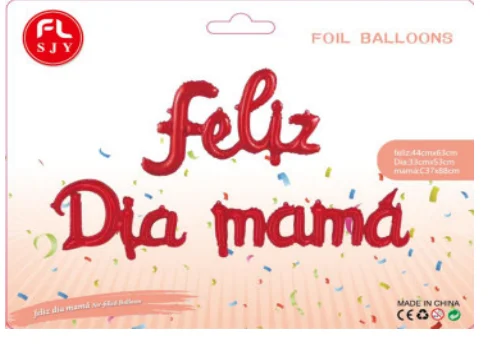 LETRERO FOIL CURSIVO FELIZ DIA MAMA - ROJO 