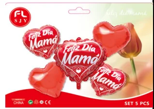 SET DE GLOBOS 5PZAS DIA LAS MADRES