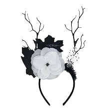 DIADEMA  RAMA Y FLOR CON CABEZA ESQUELETO PFM-1314