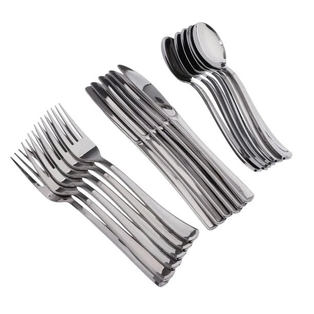 CUCHARA, CUCHILLO Y TENEDOR  DE PLASTICO  (12PZAS) PFM-16041 PFM-16042
