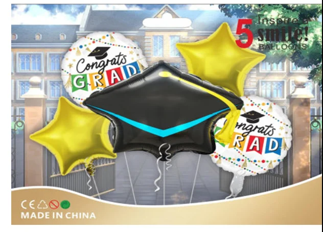 SET GLOBOS FOIL GRADUACION 5PZAS 