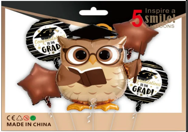 SET GLOBOS FOIL GRADUACION 5PZAS 