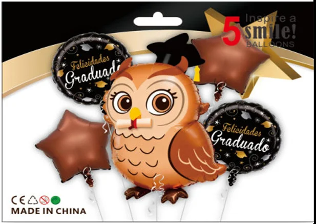 SET GLOBOS FOIL GRADUACION 5PZAS 