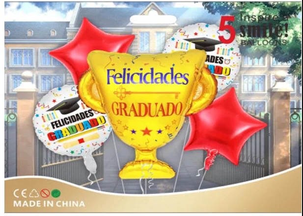 SET GLOBOS FOIL GRADUACION 5PZAS 