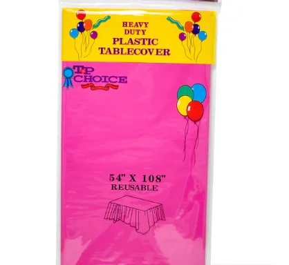 MANTEL PLASTICO ROSA BRILLANTE  PARA TABLERO - RECTANGULAR - 137 CM X 274 CM