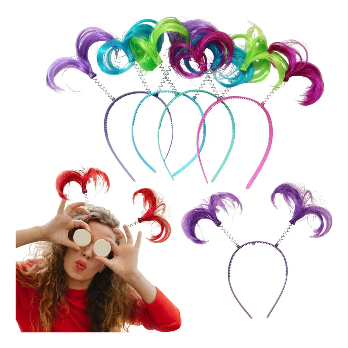 DIADEMA CON CABELLO COLORES QW-80133 A-217 BT-1738 SS-217 WJ-50B