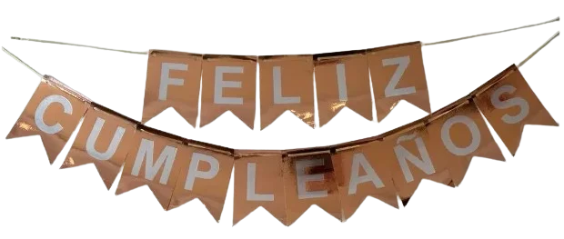 BANDERIN FELIZ CUMPLEAÑOS - COBRE CLARO 