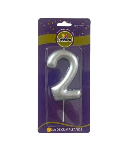 VELAS DE NUMEROS DECORO PLATA  # 2