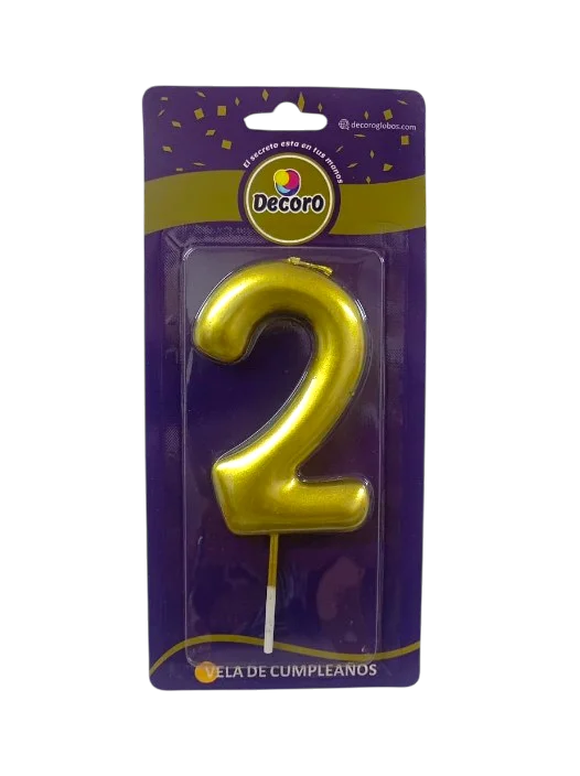 VELAS DE NUMEROS DECORO DORADO # 2