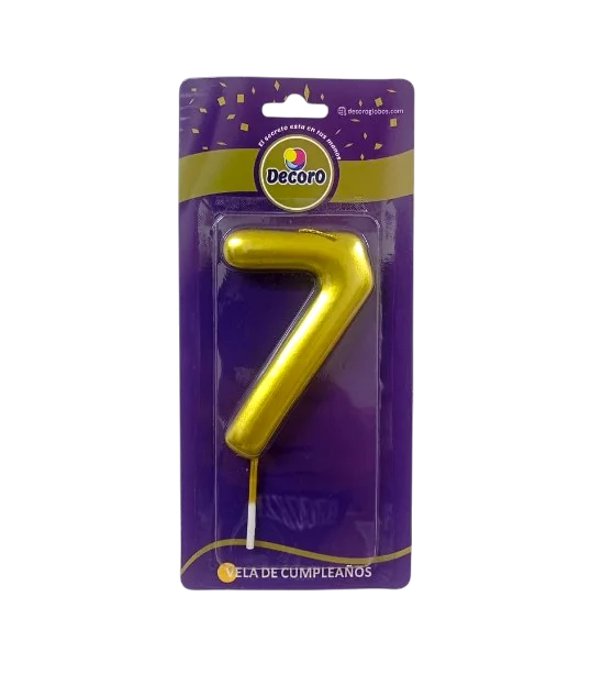 VELAS DE NUMEROS DECORO DORADO # 7