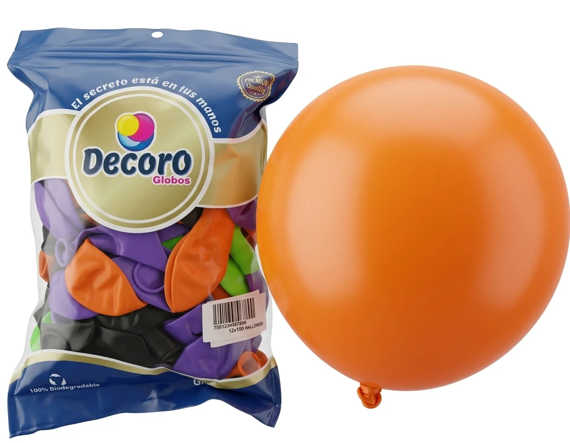  DECORO GLOBOS 12"X100 PZAS HALLOWEEN