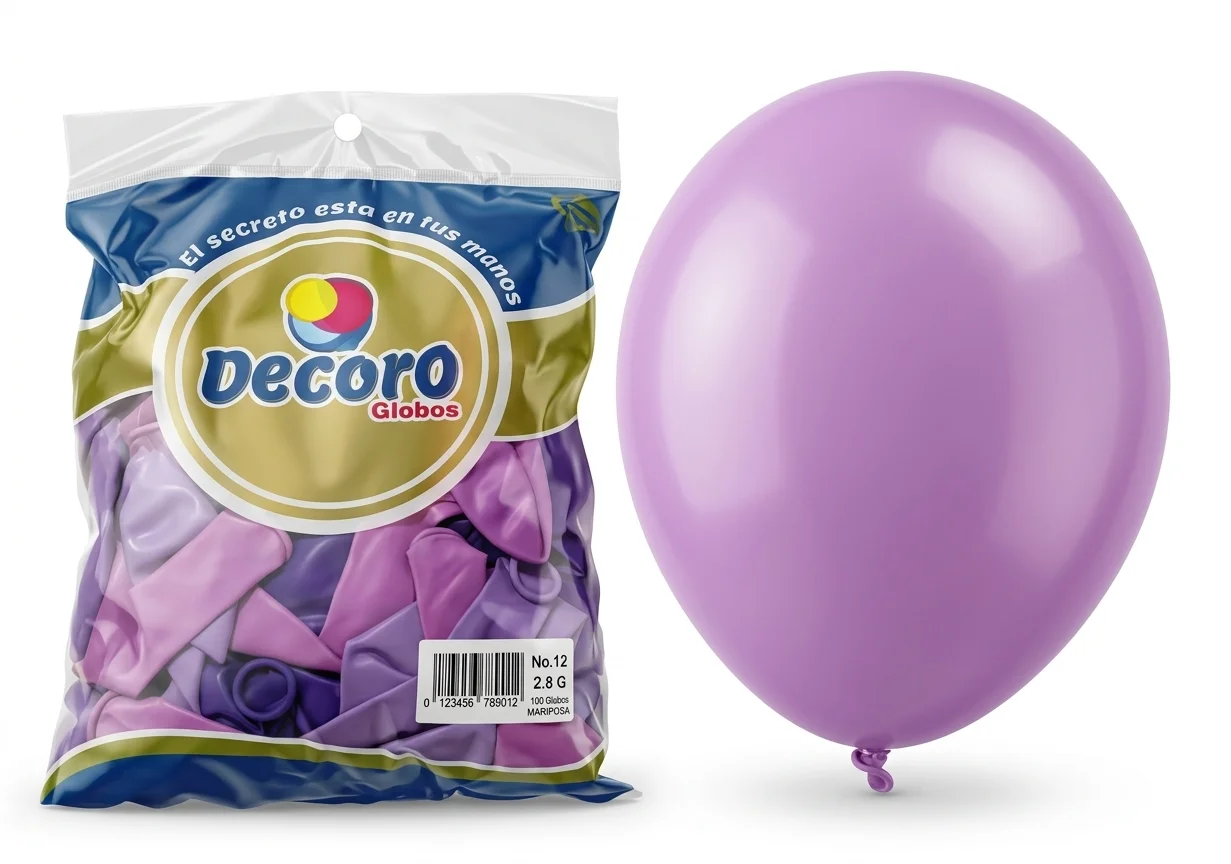 DECORO GLOBOS 12"X100 PZAS MARIPOSA