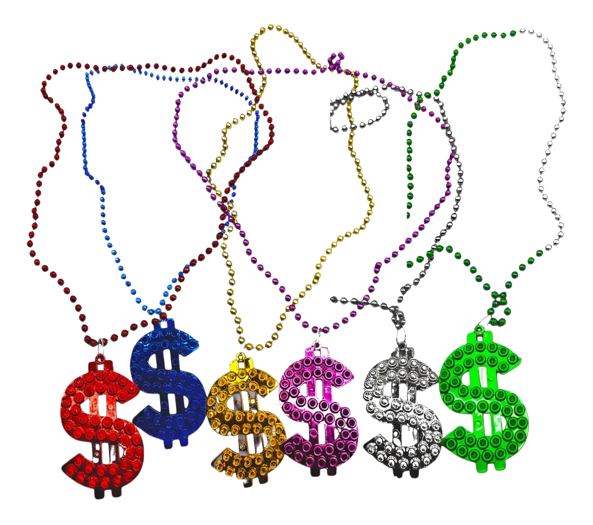 COLLAR MARDI SIMBOLO DOLAR CLLR-231 COLORES SURTIDO YU (12 PIEZAS)