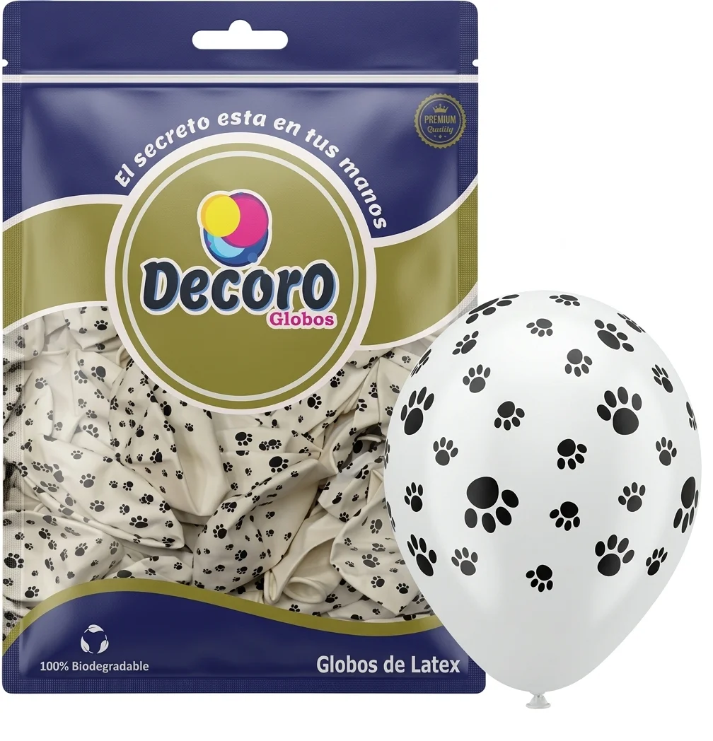  DECORO GLOBOS 12"X50 PZAS (HUELLA / PERRO)