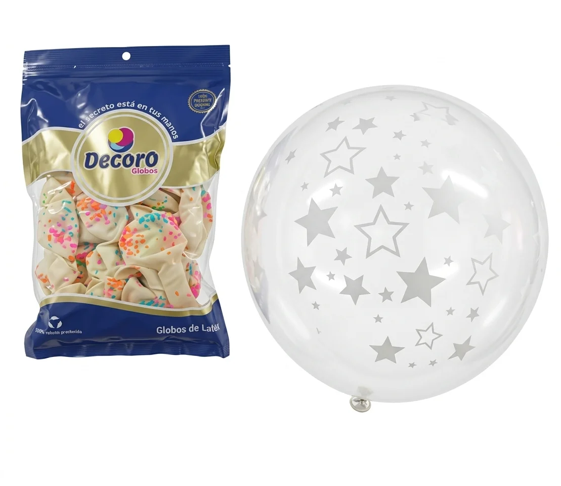 BOLSA GLOBO 12"X50PZAS SURTIDO ESTRELLA NEON 