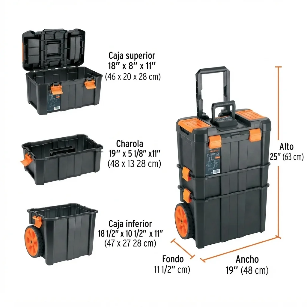 CAJA HERRAMIENTAS GRANDE 19 X25 3 EN 1 TRUPER COD102644