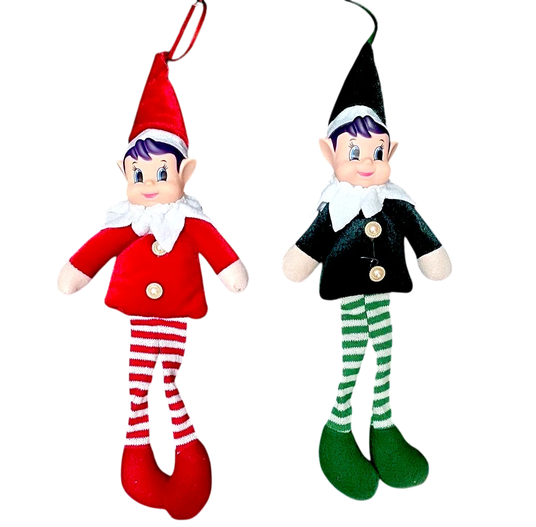MUÑECO NAVIDAD ELFO 33CM ALTO (ROJO Y VERDE)
