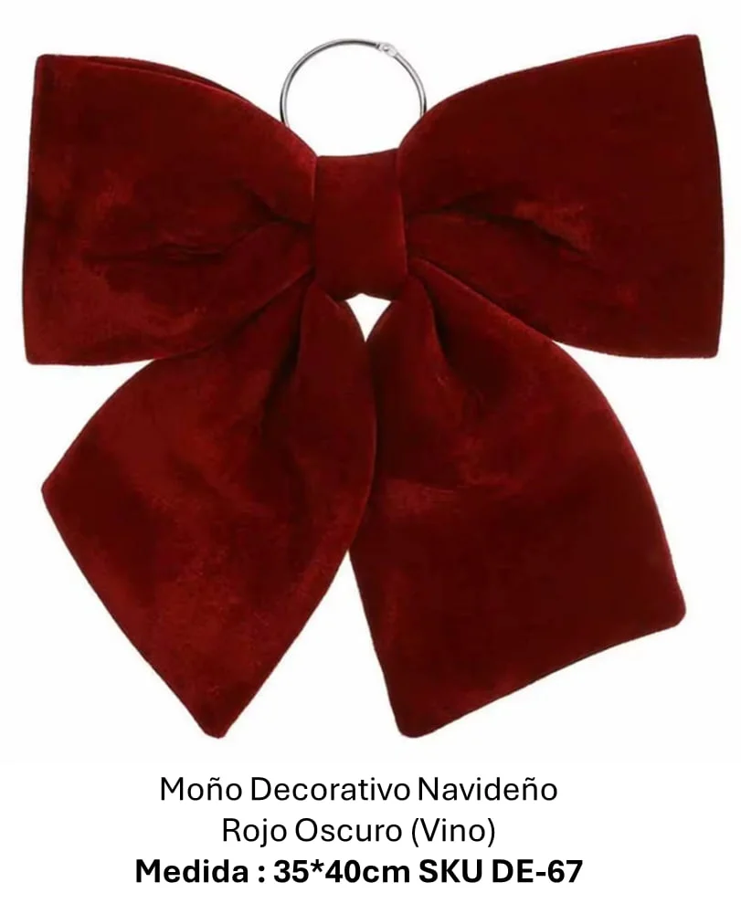 MOÑO DECORATIVO NAVIDAD  ROJO OSCURO (VINO) 35*40CM 