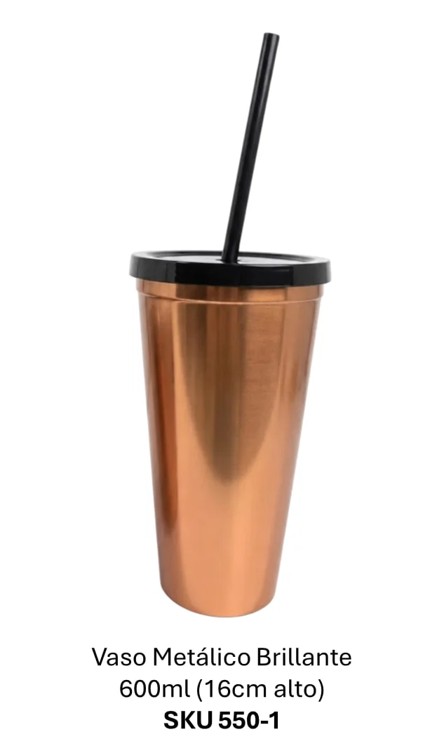 VASO METALICO BRILLANTE COBRE 550-1 600ML (16CM ALTO)