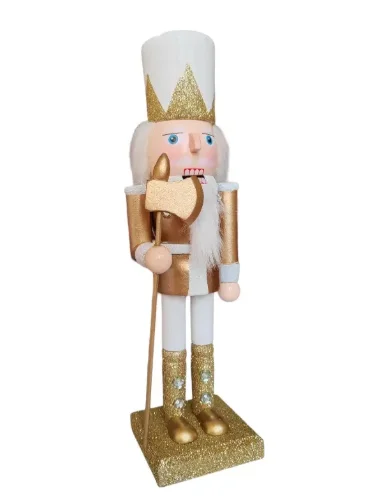 CASCANUECES NAVIDEÑOS SOLDADO HACHA DORADO 25 CM