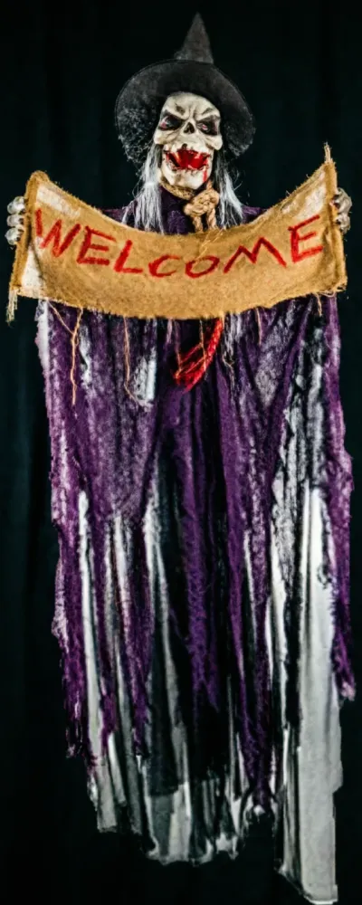 BRUJA ESQUELETO GRANDE HALLOWEEN CON LUZ Y SONIDO 65CM  GUI-2450