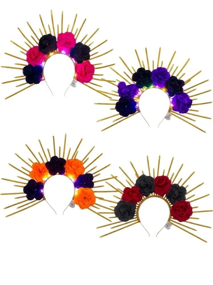 DIADEMA FLORES CON PICOS DIA DE MUERTO GUI-2452