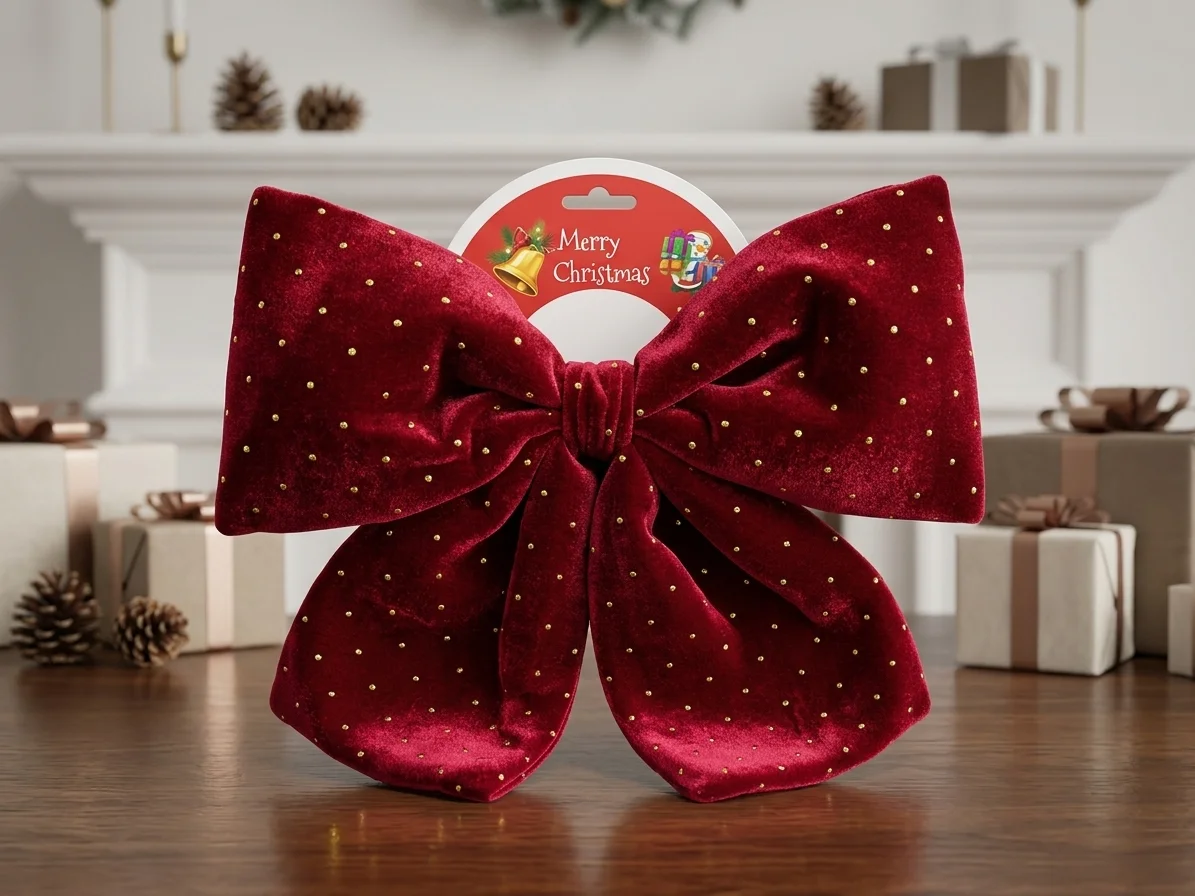 LAZO TERCCIOPELO ROJO VINO- 36X37CM ADORNO NAVIDAD
