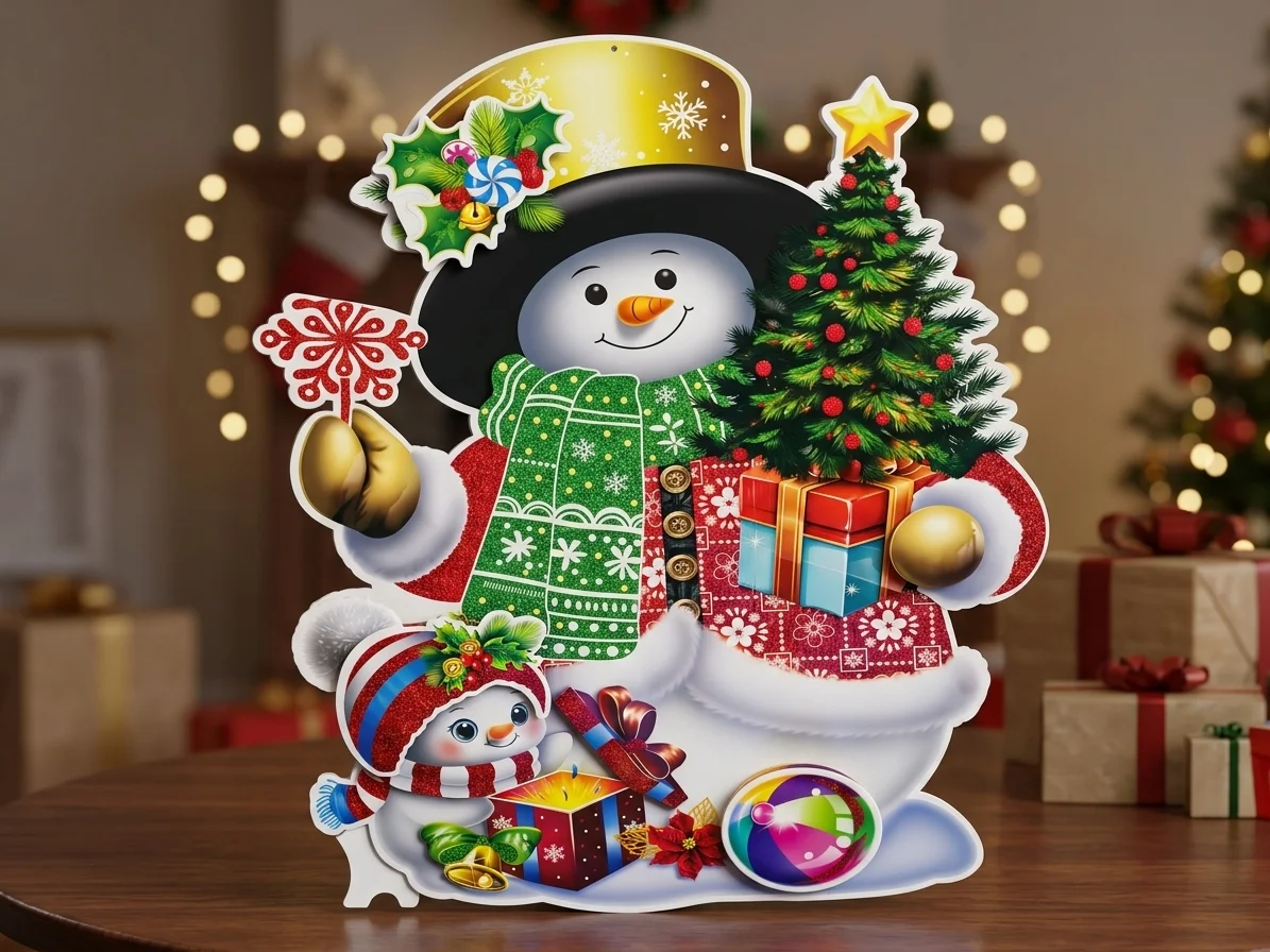 ADORNO NAVIDEÑO MUÑECO DE NIEVE PARA PUERTA- 64CM 
