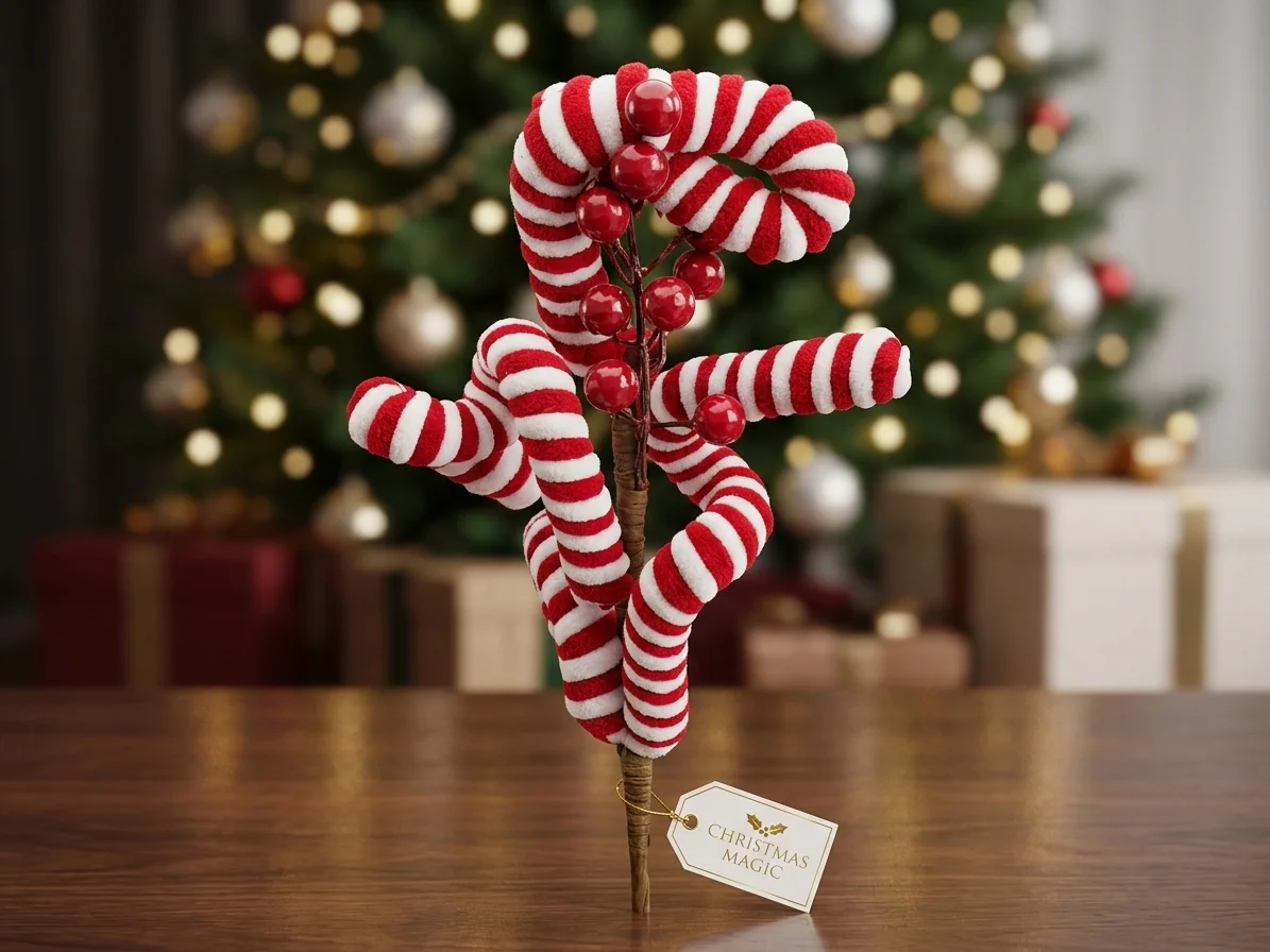 VARA NAVIDEÑA DE BASTONES DE CARAMELO- 60CM