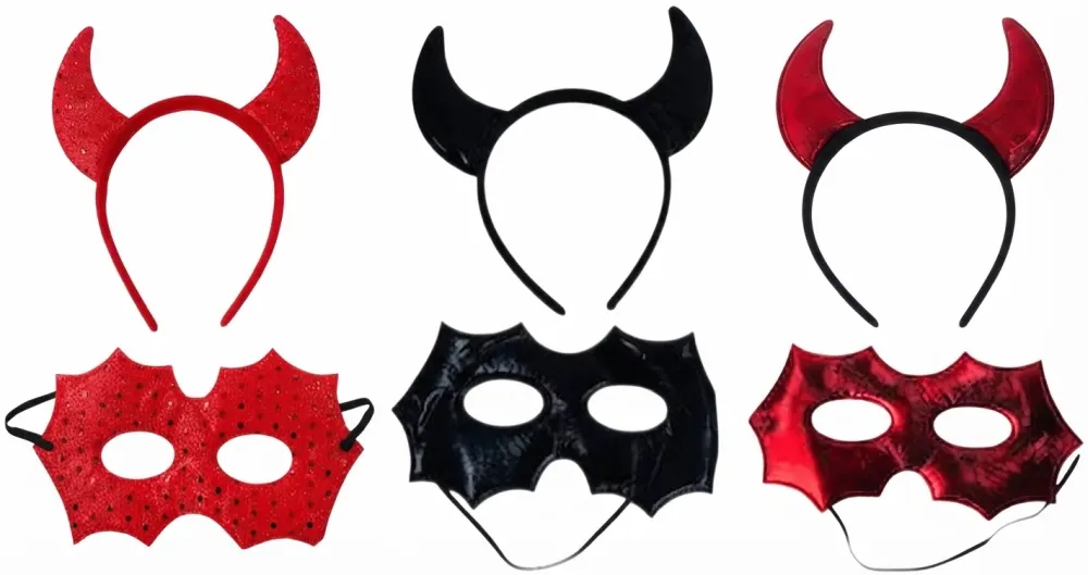 DIABLITO ANTIFAZ Y DIADEMA LENTEJUELAS LAU1272 PFM-225923 PFM-225920 