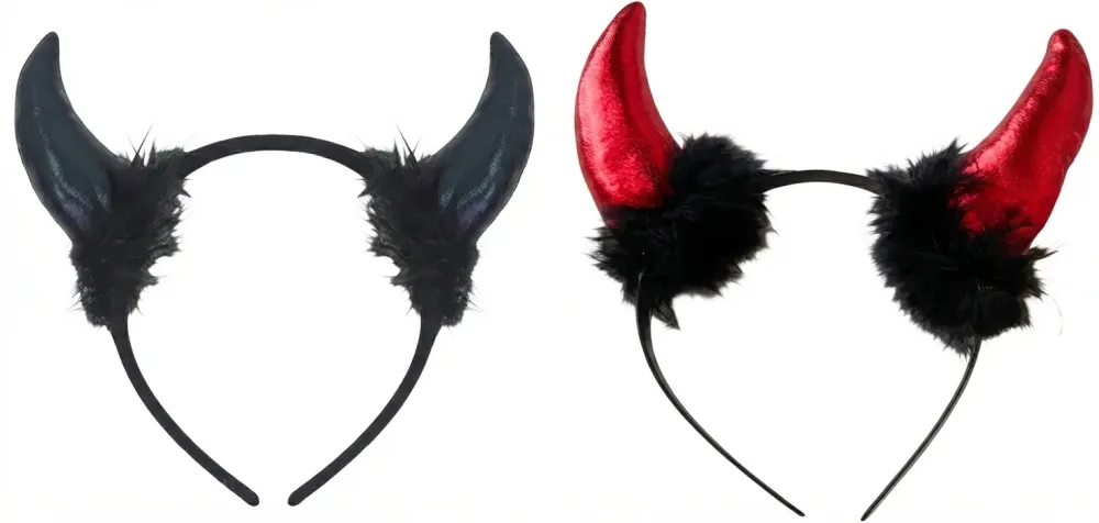 DIADEMA DIABLITO TELA ROJO Y NEGRO PFM-225922