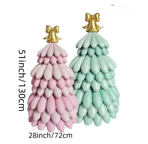  GLOBOS METÁLICOS CON FORMA DE ÁRBOL DE NAVIDAD TRIDIMENSIONAL - 130 CM DE ALTURA