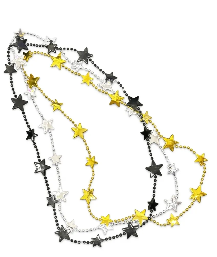 COLLAR MARDI DE ESTRELLAS NEGRO-DORADO-PLATA (3 PIEZAS) PFM-15142705