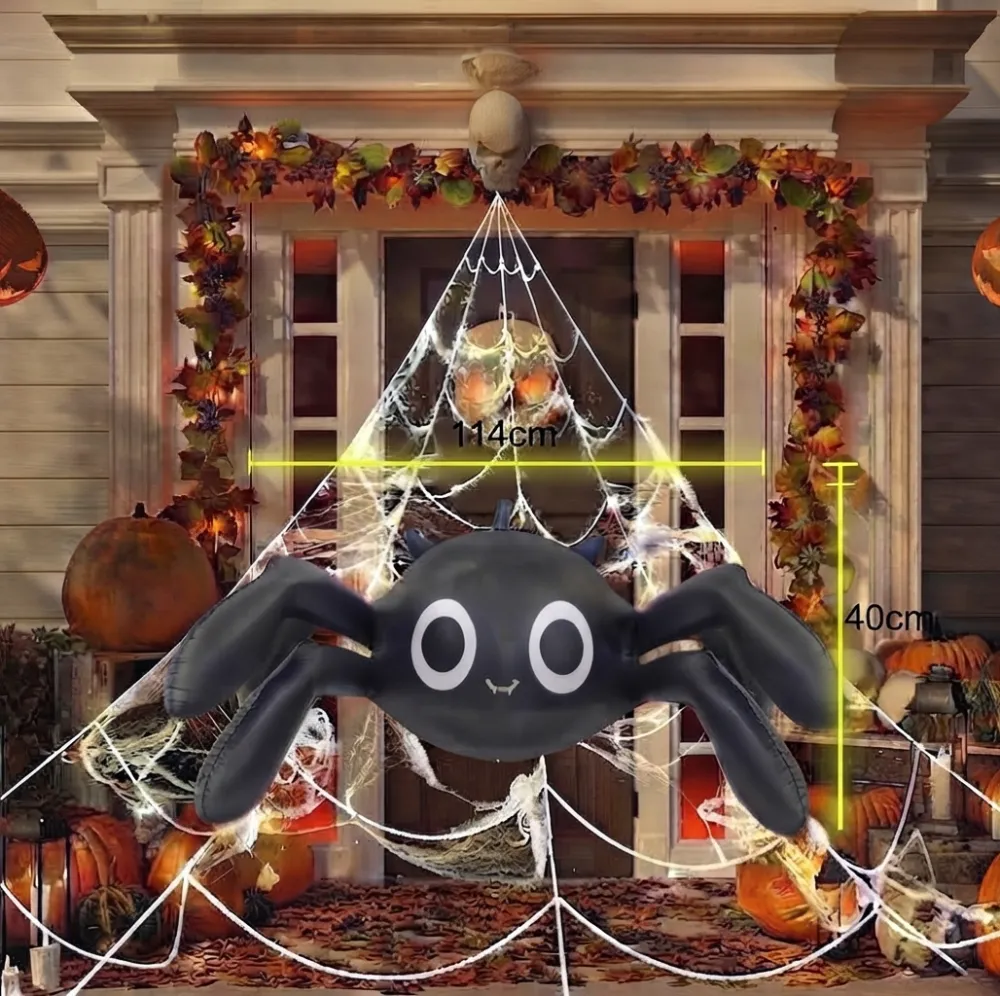 GLOBO INFLABLE GIGANTE DE ARAÑA NEGRA CON 40CM DE ALTO / 114CM DE ANCHO