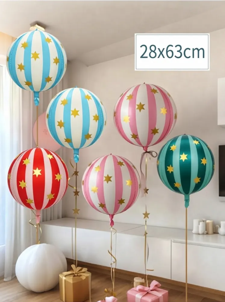 GLOBOS REDONDOS DE ESFERA 4D CON DISEÑO DE ESTRELLAS Y RAYAS