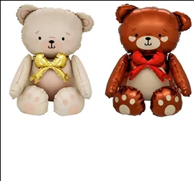 Foto 2 de GLOBO METALIZADO CON FORMA DE OSO DE PELUCHE CON UN MOÑO ROJO DE 45X17CM