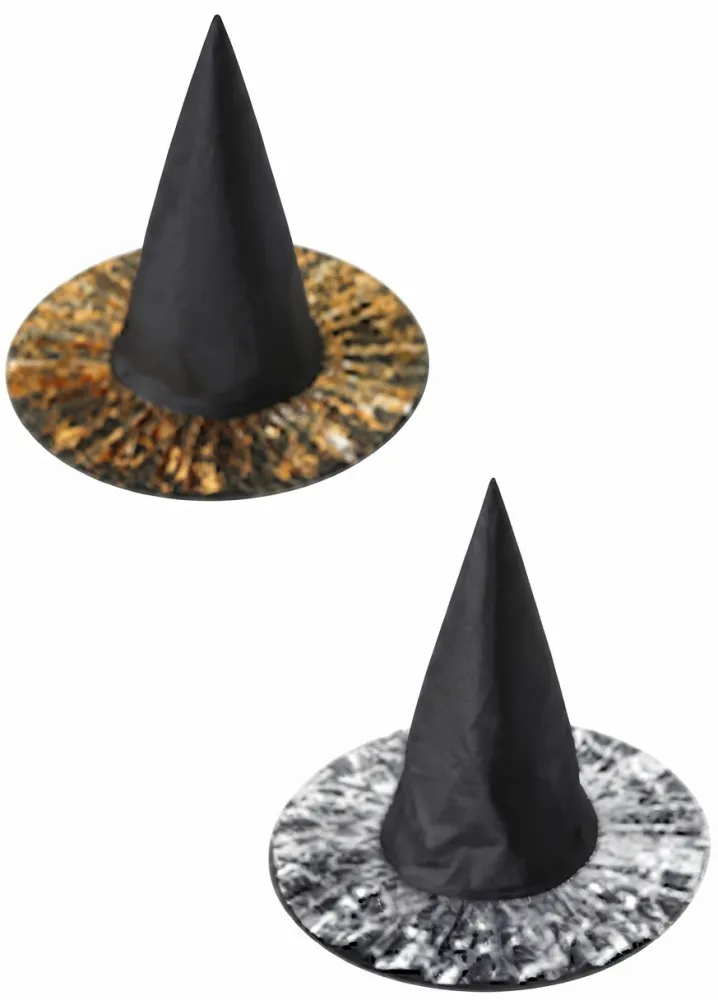 SOMBRERO BRUJA CON DORADO Y PLATA GUI-2610